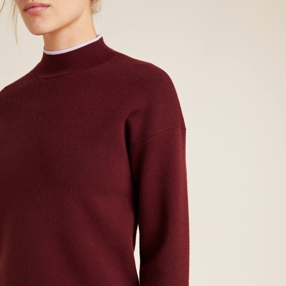 Anthropologie Lizzie Mock Neck Sweater Burgundy - Picture 4 of 8